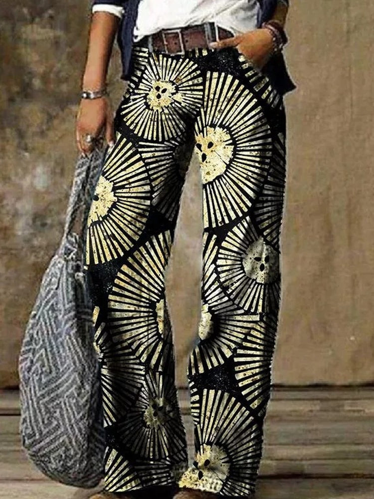 Andrea Serena Hose mit Boho-Print und weitem Bein