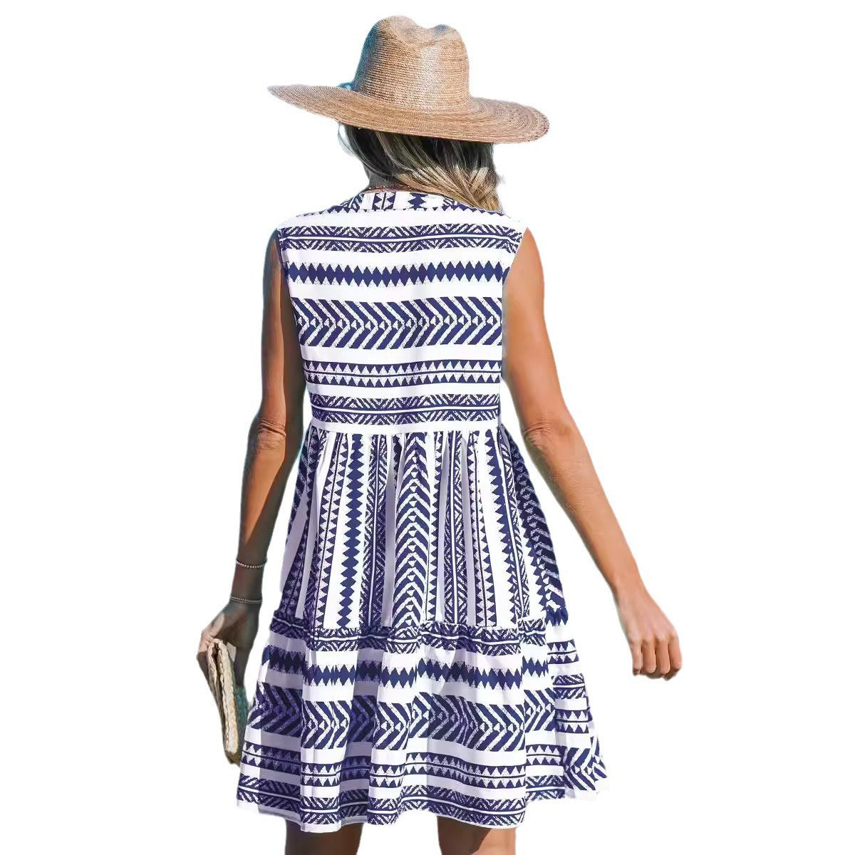 Andrea Serena Midikleid mit lebhaftem Print und V-Ausschnitt