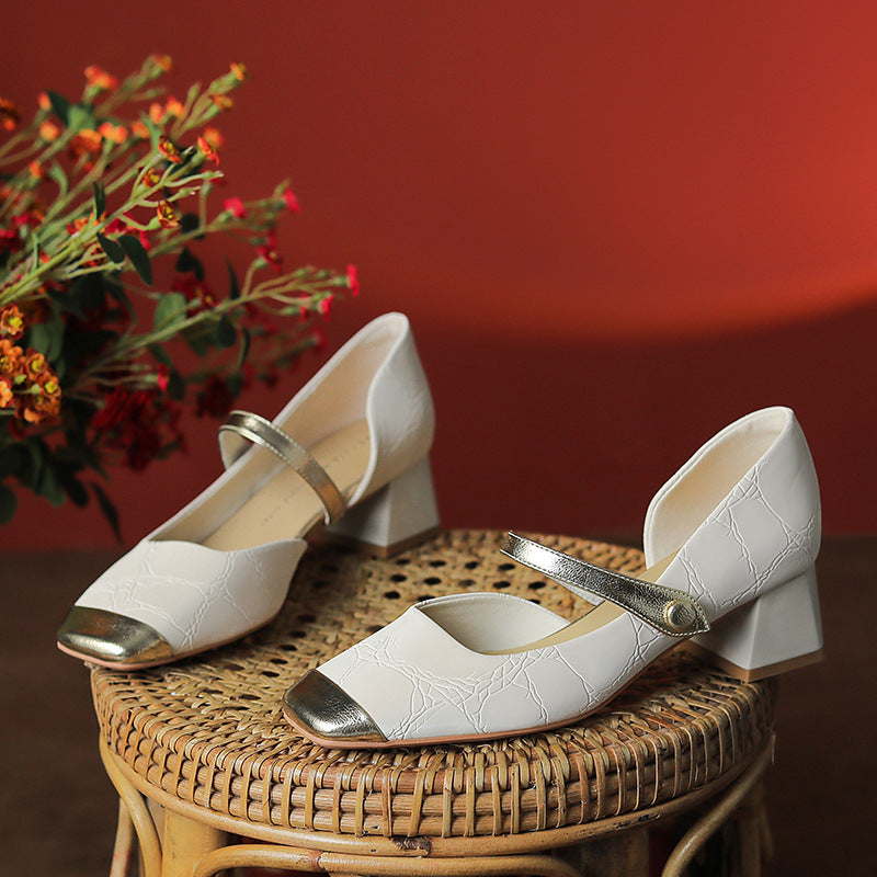 Andrea Serena High Heels mit mittelhohem Absatz und Retro-Schnalle