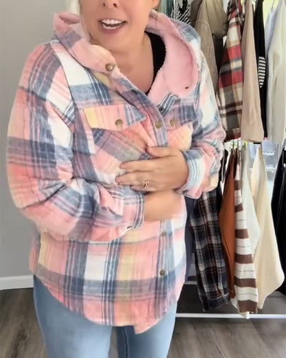 Andrea's™ | Karierte Kapuzen-Wollmantel