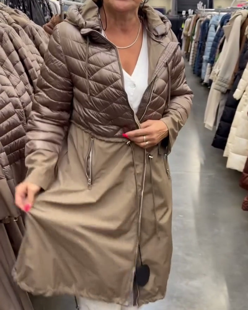 Andrea's™ | lange gesteppte Jacke mit Kapuze