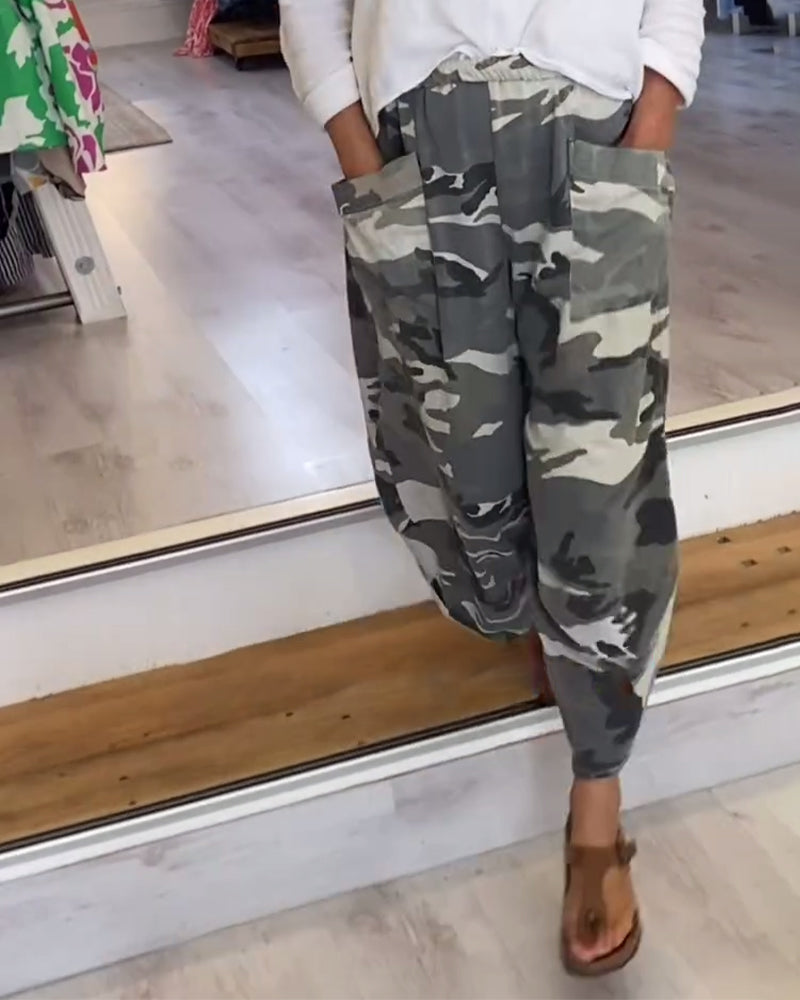 Andrea's™ | Lässige hose mit camouflage-print und tasche