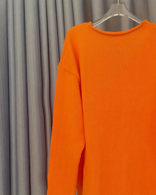 Andrea's™ | Pullover V-Ausschnitt Schriftprint Locker Casual