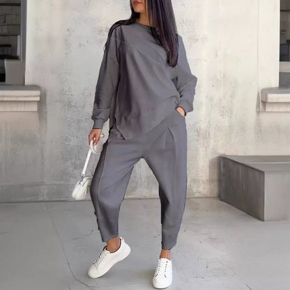 Andrea's™ |  Rundhalsausschnitt Lose und langärmelige Pullover Set