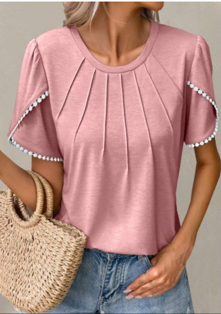Schickes Andrea Serena Sommer-T-Shirt mit Tulpenärmeln
