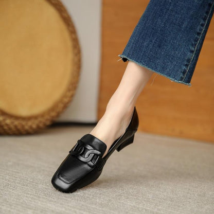Elegante Andrea Serena Loafer-Pumps mit klobigem Absatz