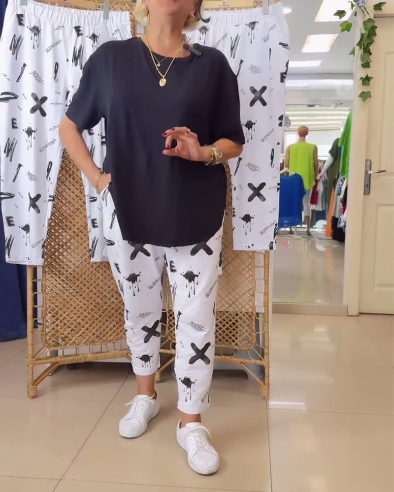 Andrea's™ | Hose halbhoch lässig bedruckt