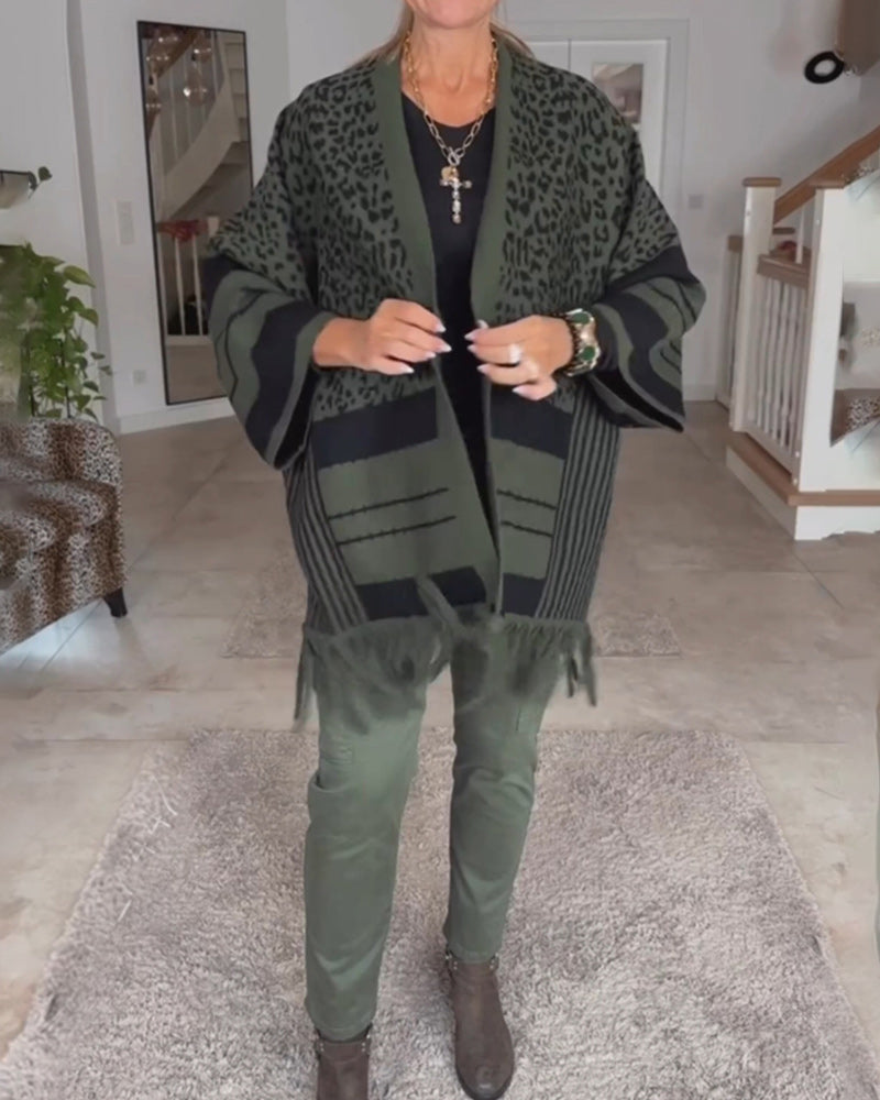 Andrea's™ | Langarm-Cardigan mit Leopardenmuster