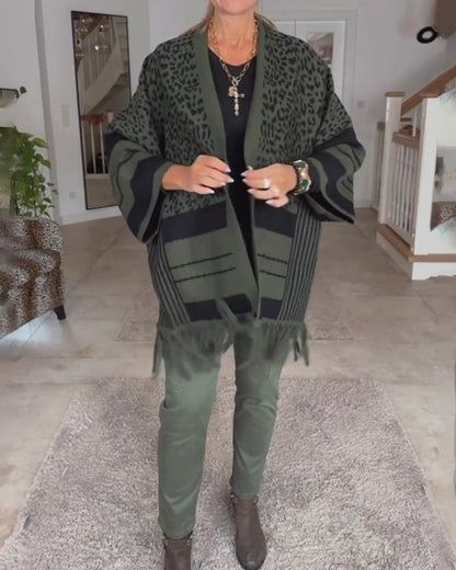 Andrea's™ | Langarm-Cardigan mit Leopardenmuster