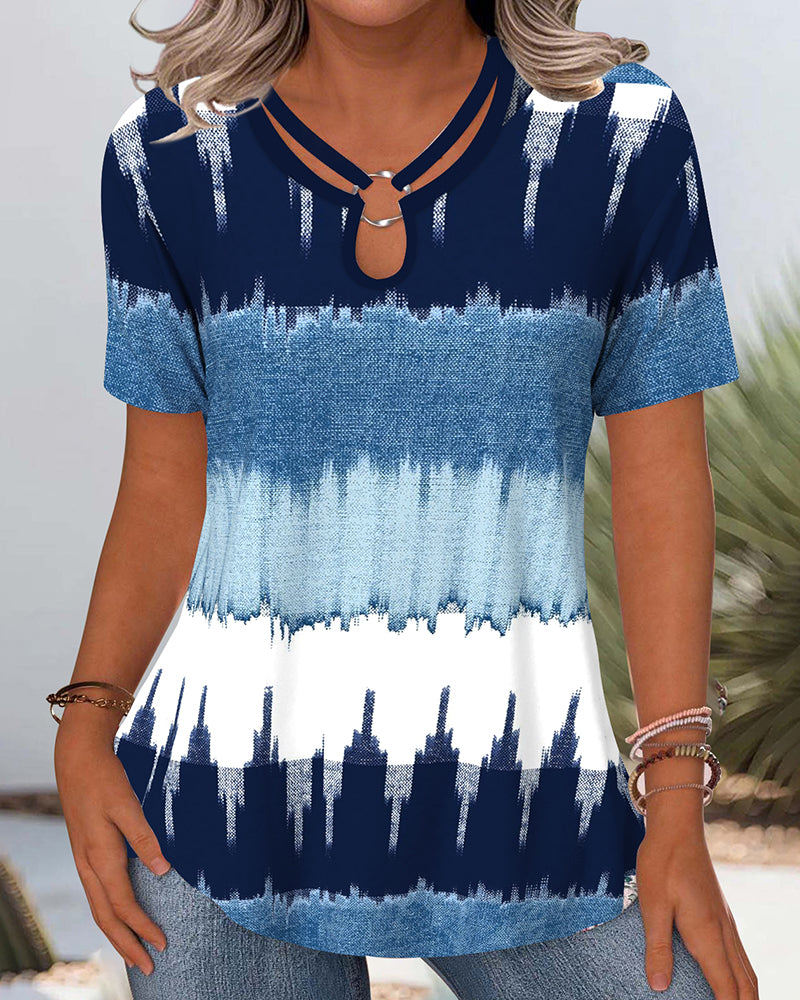 Andrea's™ | T-Shirt Casual Kontrastdruck