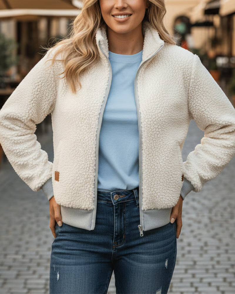 Andrea's™ | Jacke Stehkragen Fleiß Reißverschluss