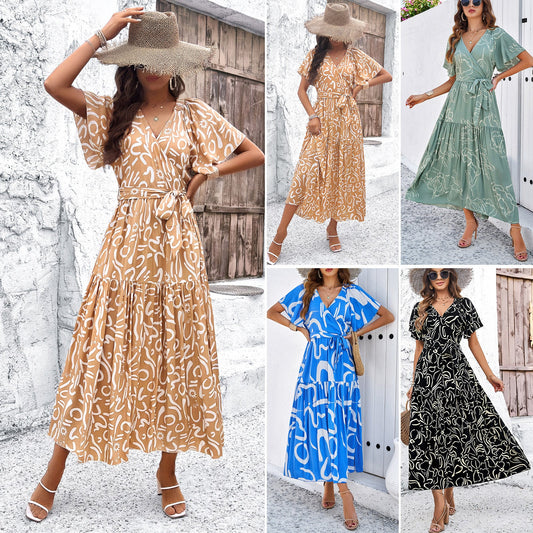 Chic Geometric Andrea Serena Short Sleeve Midi Dress