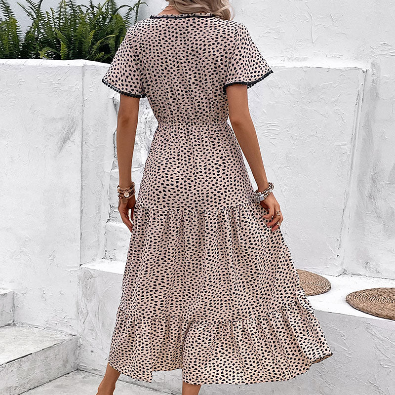 Leopardenmuster-Kleid mit V-Ausschnitt von Andrea Serena