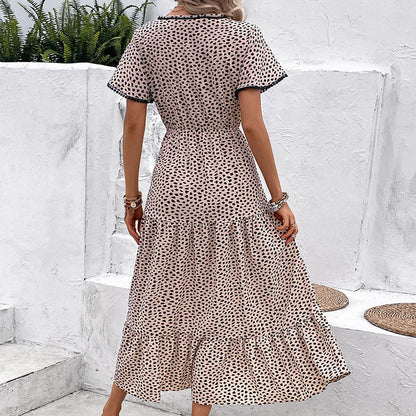 Leopardenmuster-Kleid mit V-Ausschnitt von Andrea Serena