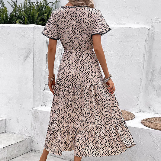 Leopardenmuster-Kleid mit V-Ausschnitt von Andrea Serena