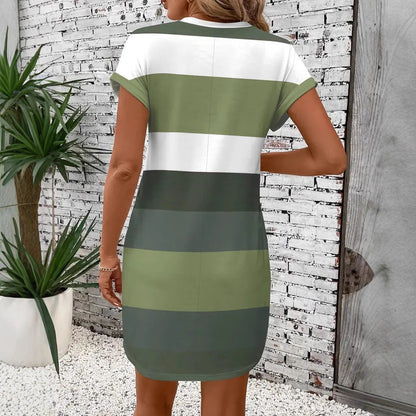 Gestreiftes Kleid aus Milchseide von Andrea Serena