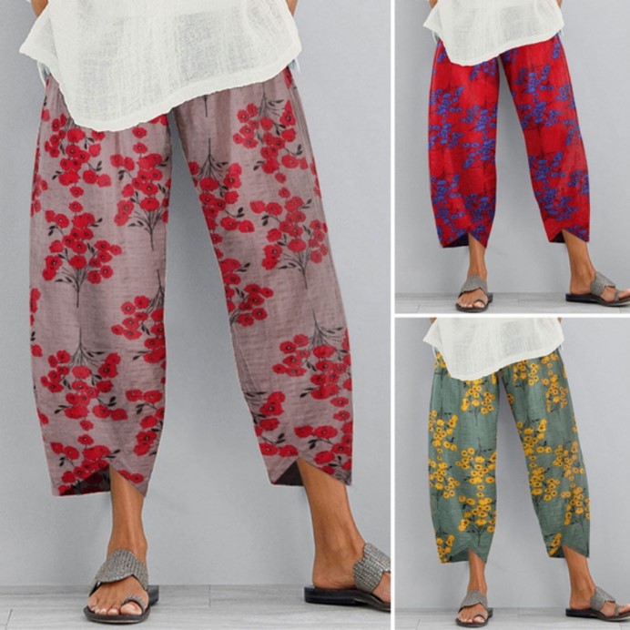 Retro-Hose mit Blumenmuster und weitem Bein von Andrea Serena