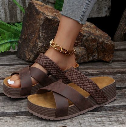 Andrea's™ | Modische lässige geflochtene Sandalen in Uni-Farbe