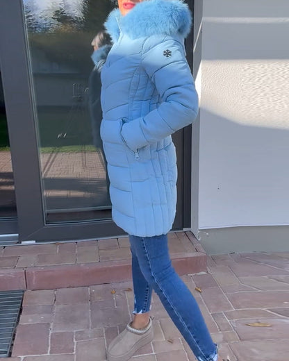 Andrea's™ | Lässige, einfarbige, wattierte jacke mit reißverschluss und tasche