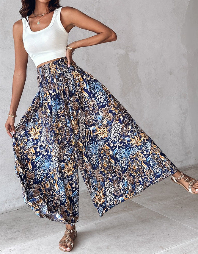 Retro-Hose mit Blumenmuster und weitem Bein von Andrea Serena
