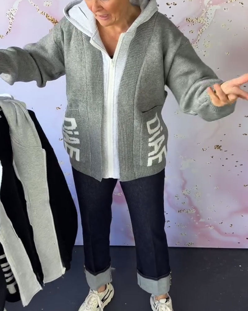 Andrea's™ | Lässiger Langärmliger Pullover-Mantel mit Buchstaben