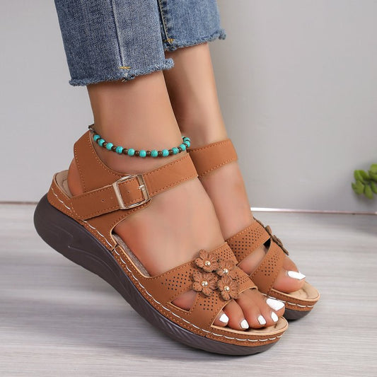 Floral Comfort Wedge Sandals by Andrea Serena