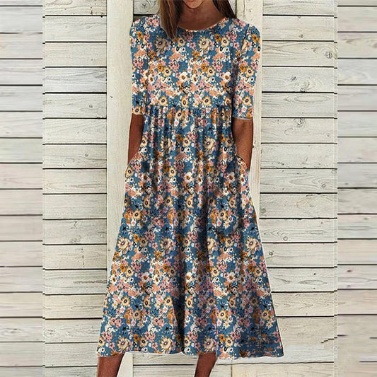 Andrea's™ | Bedrucktes Lockeres Kleid mit Taschen