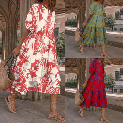 Andrea Serena Sommer-Midikleid mit Blumenmuster