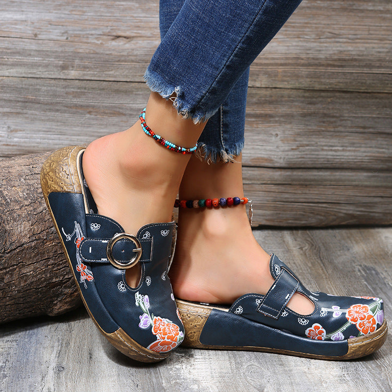 Boho Floral Andrea Serena Plateau-Clogs Sandalen