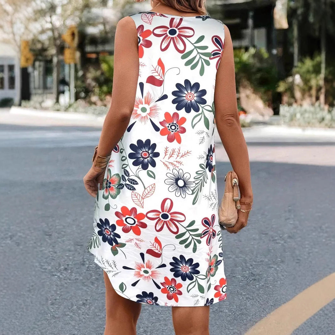 Ärmelloses A-Linien-Kleid mit Blumenmuster von Andrea Serena