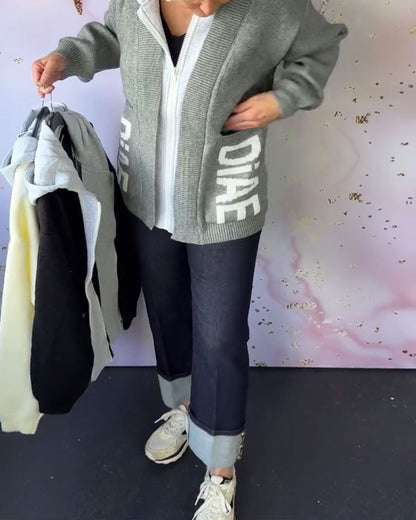 Andrea's™ | Lässiger Langärmliger Pullover-Mantel mit Buchstaben