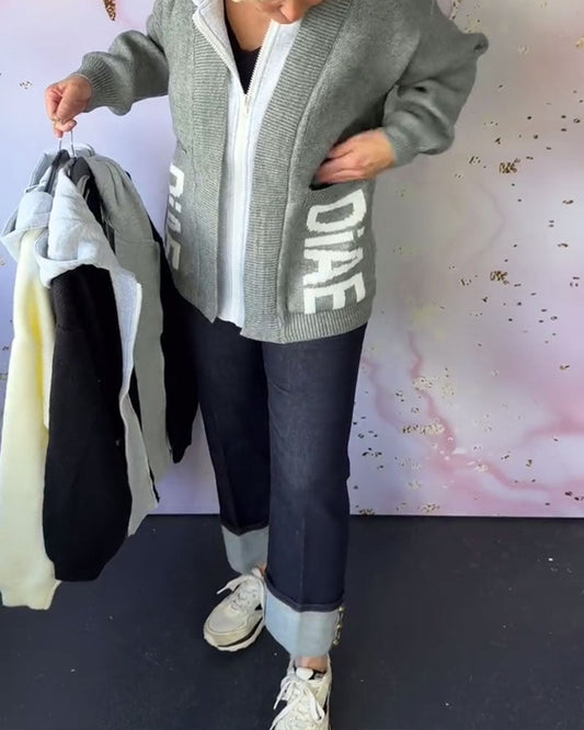 Andrea's™ | Lässiger Langärmliger Pullover-Mantel mit Buchstaben