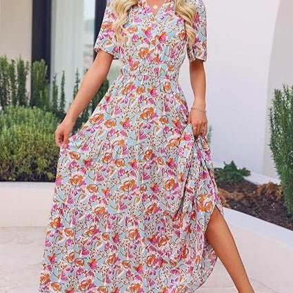 Floral Maxi Dress Andrea Serena Summer Comfort