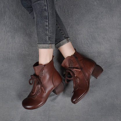 Andrea's™ | Vintage-Stiefeletten mit Zierschnürung und Lochmuster