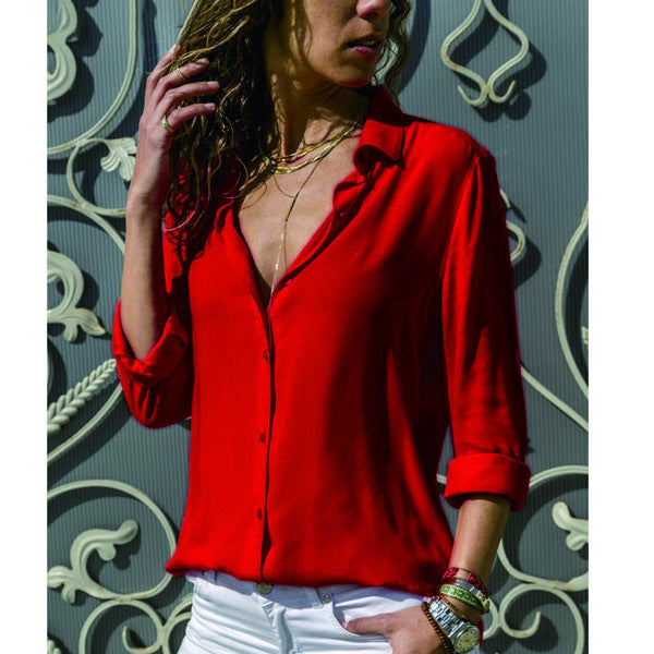 Andrea's™ | Damenbluse mit Reverskragen und Knöpfen