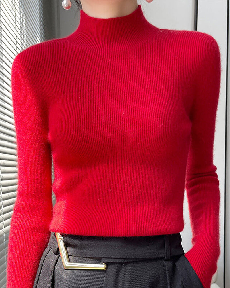Andrea's™ | Gestrickter Pullover Mit Halbhohem Kragen
