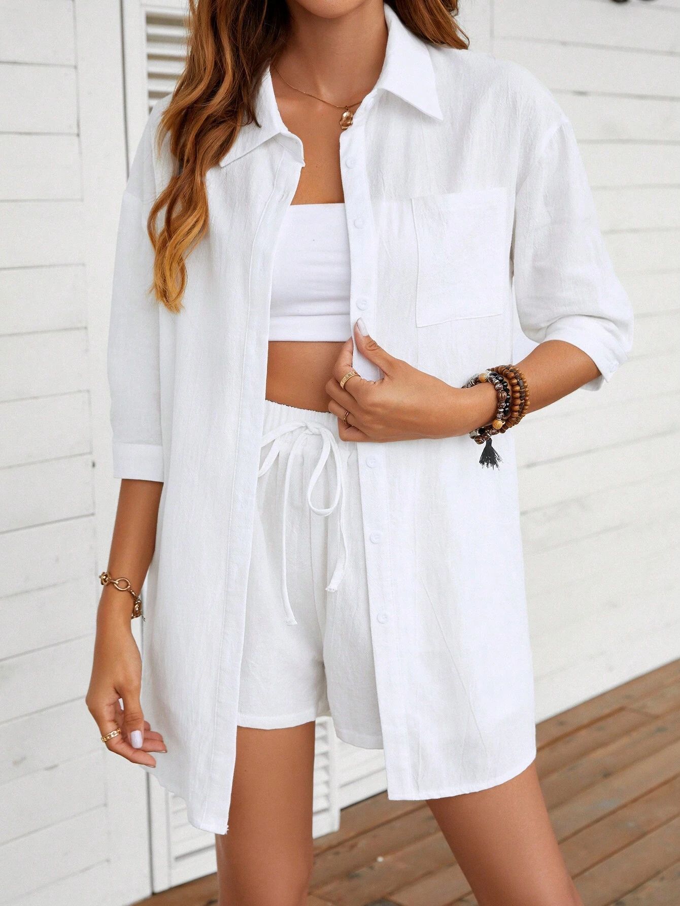 Schickes Baumwollhemd-Set Andrea Serena Freizeit-Outfit