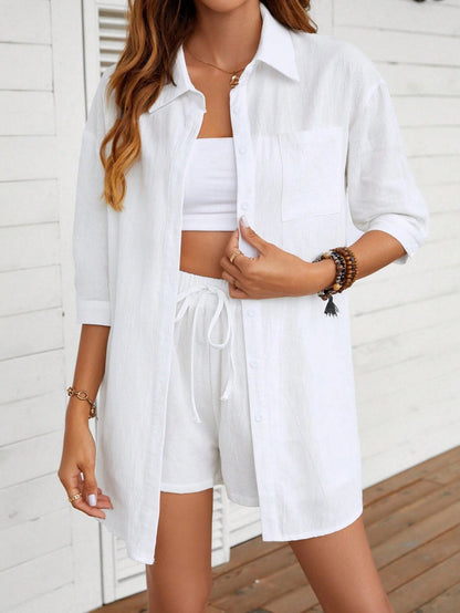 Schickes Baumwollhemd-Set Andrea Serena Freizeit-Outfit