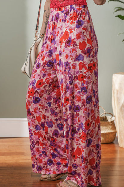 Lebhafte, hochtaillierte Hose mit Blumenmuster von Andrea Serena