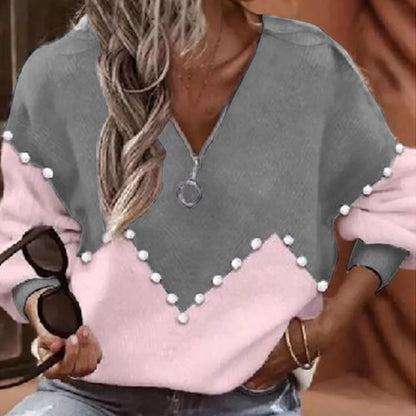 Elegante Strickbluse von Andrea Serena mit Perlenbesatz