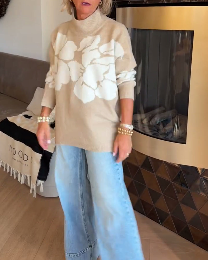 Andrea's™ | Pullover Stehkragen Blumenprint