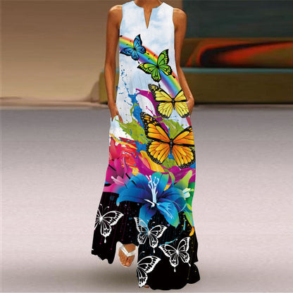 Langes Kleid mit lebhaftem Print von Andrea Serena