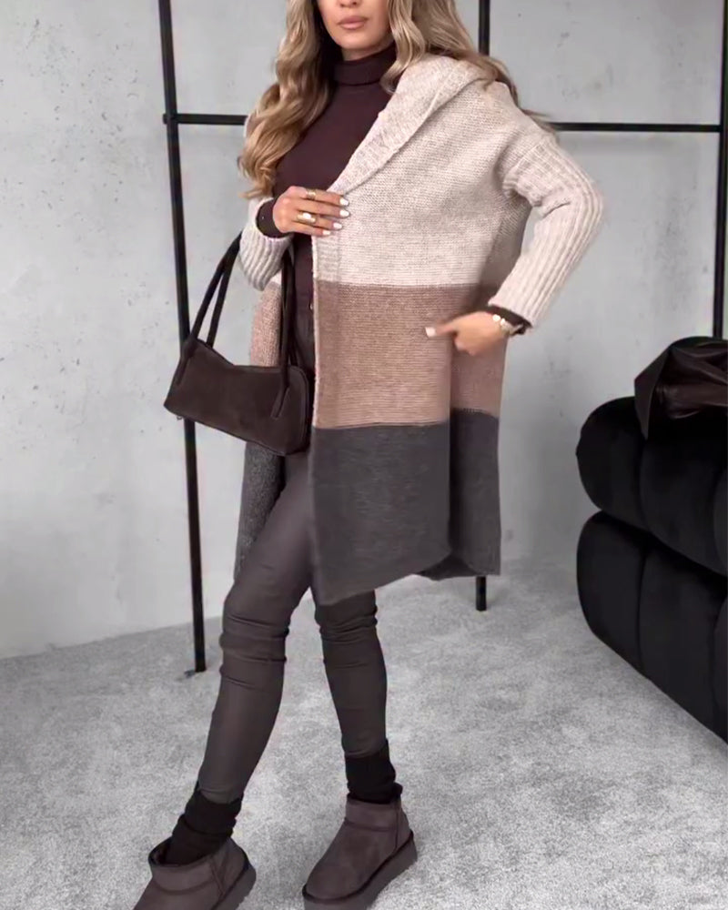Andrea's™ | Strickjacke Herbst und Winter lässig mit Kapuze warm