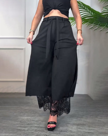 Andrea's™ | Hose Mit Spitzenbesatz Schlitz