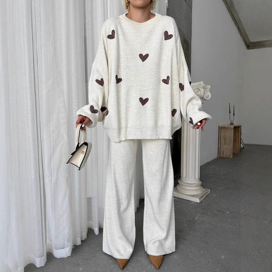 Andrea's™ | Strick-Outfit-Set mit Herzmuster