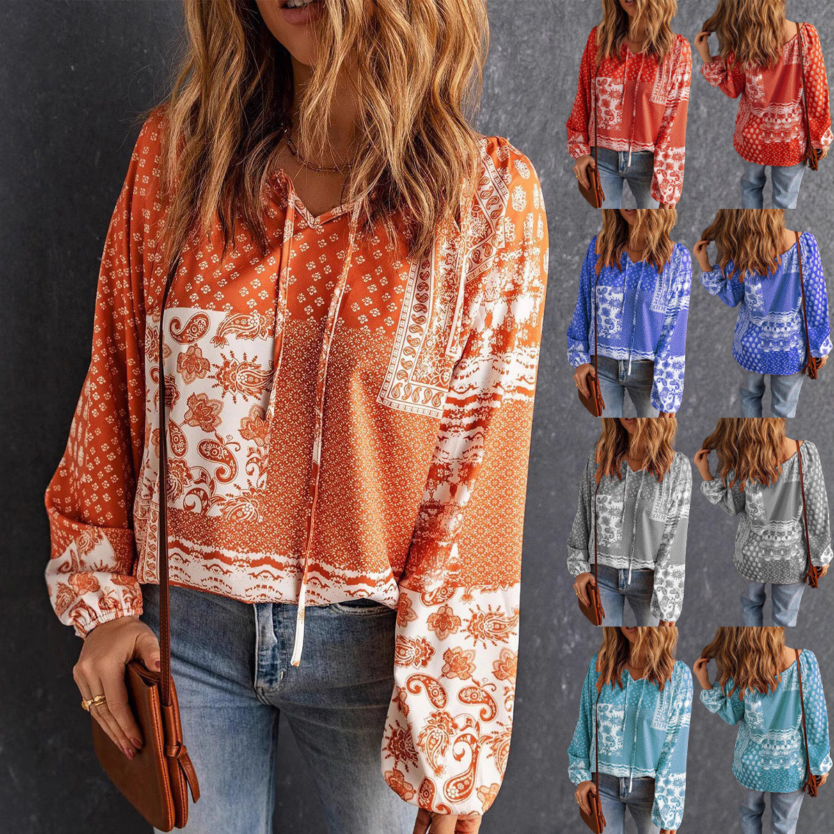 Boho Print Andrea Serena Long Sleeve Blouse