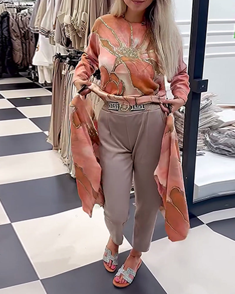 Andrea's™ | Rundhals Bedruckter Lockerer Pullover