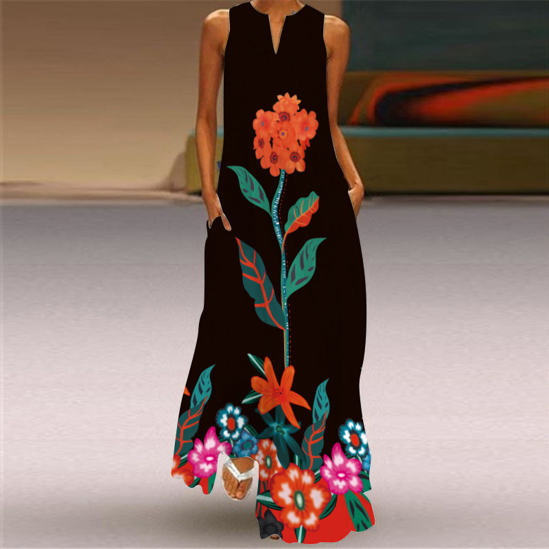 Ärmelloses Maxikleid mit lebhaftem Print von Andrea Serena