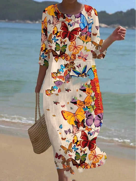 Andrea's™ | Geblümtes Kleid mit Rundhalsausschnitt