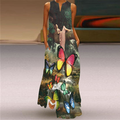 Langes Kleid mit Retro-Print von Andrea Serena